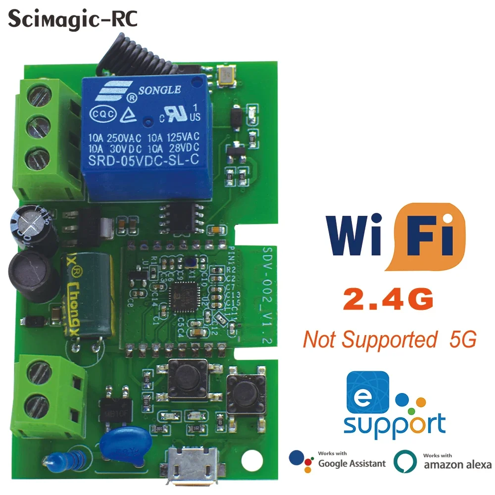 Ewelink-interruptor de controle inteligente wifi e 433mhz rf, jog avançando, módulo de travamento automático para google home, voz alexa, ac, 7-32v, 85-250v