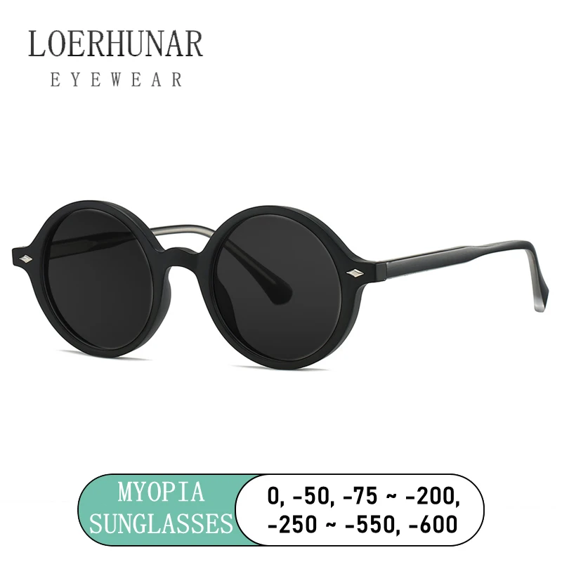 

Fashion TR90 Round Big Frame Myopia Optical Prescription Gray Sunglasses For Women Men Driving Fishing Retro Sunglasses 0 to-6.0