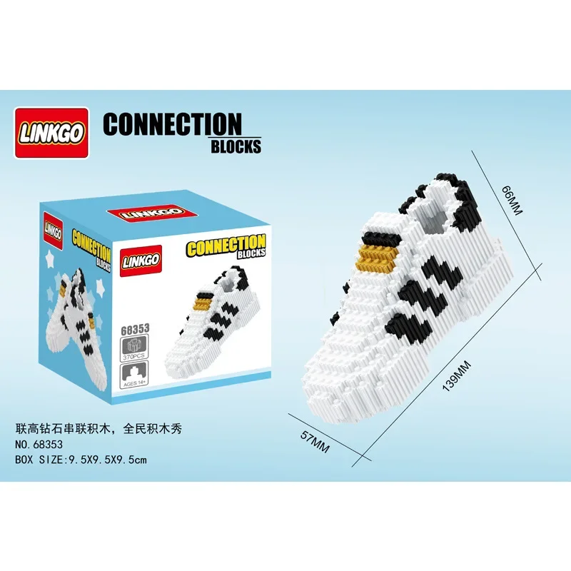 Blocs de construction de connexion de chaussures, Puzzle de chaussures Linkgo, bricolage assemblé en diamant, Mini figurine en brique, jouets pour enfants, cadeau d'anniversaire