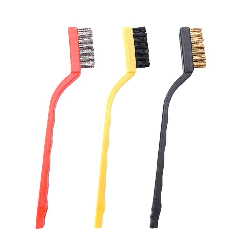 3 Pcs Rust Brush Car Cleaning Mini Scratch Bristle Anti Static Record Cleaner Wire Stainless Steel Motor Door Window