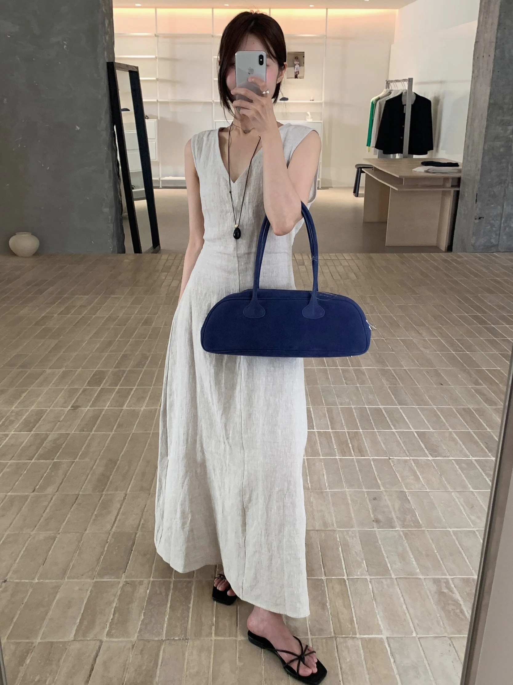 Korean Sle V-Ne Bal Hollow out Long Dr Women's Summer Vest Dr Holiday Vibes Svel Gown with Belt