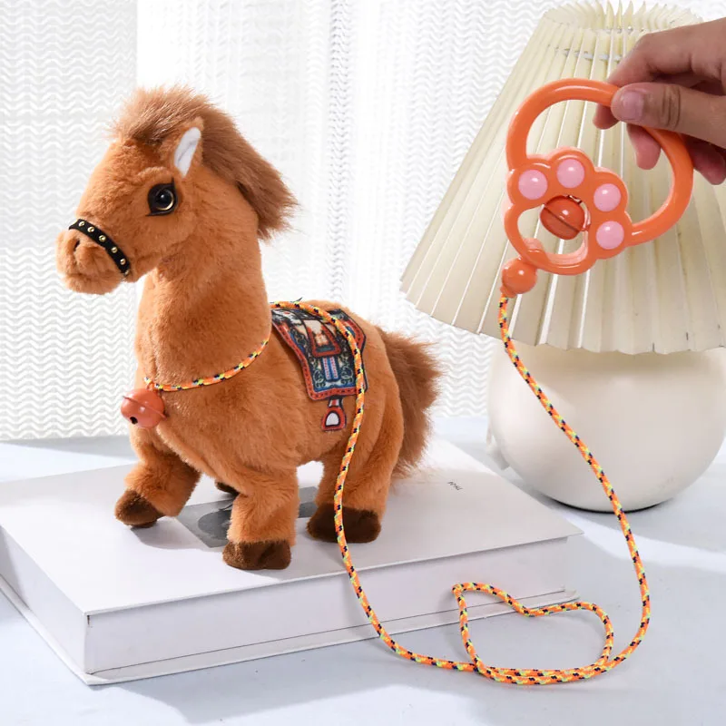 Urocza elektryczna pluszowa zabawka dla dzieci - symulacja konika, chodzący, szczekający, kiwający ogonem, prezenty dla dzieci, elektroniczny zwierzak, pluszowe lalki.