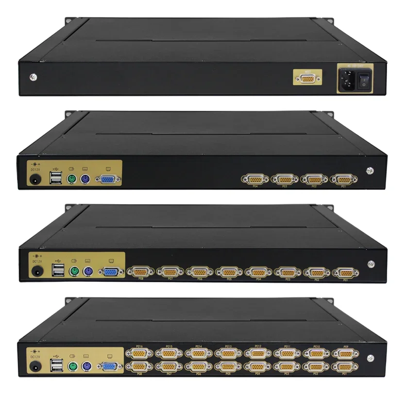 1port / 4ports/8ports/16ports Vga Kvm Switch 1U Rack Mount Control And Switch The Sever 19 Inch LED KVM Drawer 1280 X 1024 D-SUB