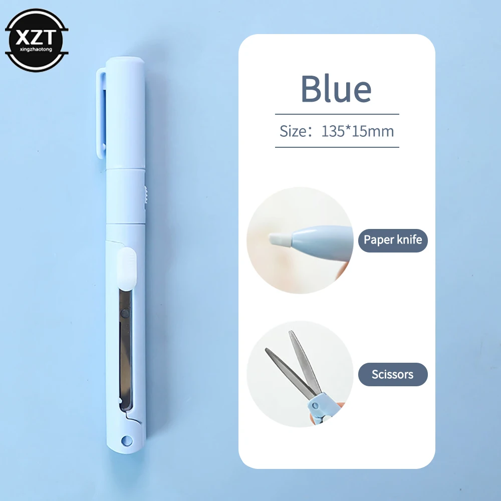 Creative Pen Shape Scissors Multifunction Folding Mini Scissors  DIY Portable Paper-Cutting Tool School Office Supplies