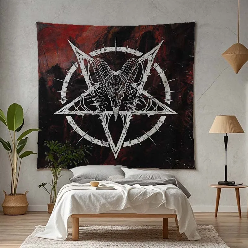 Durable and wrinkle-resistant Sheep Totem Pentagram Tapestry - Lightweight for game room, bedroom, dorm decoration