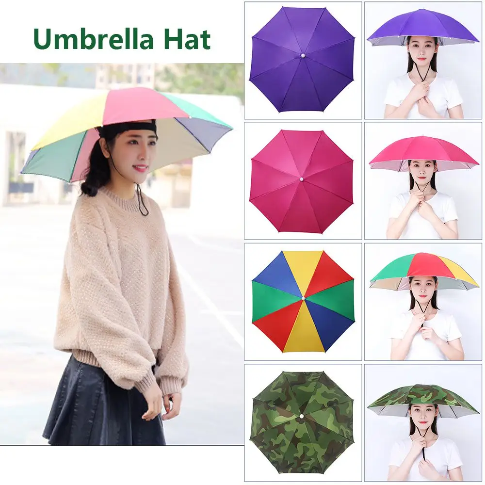 Umbrella Hat Windproof Fishing Head Wearing Sunshade Rain Gear Outdoor Folding Portable Umbrella Camping Beach Head Hats