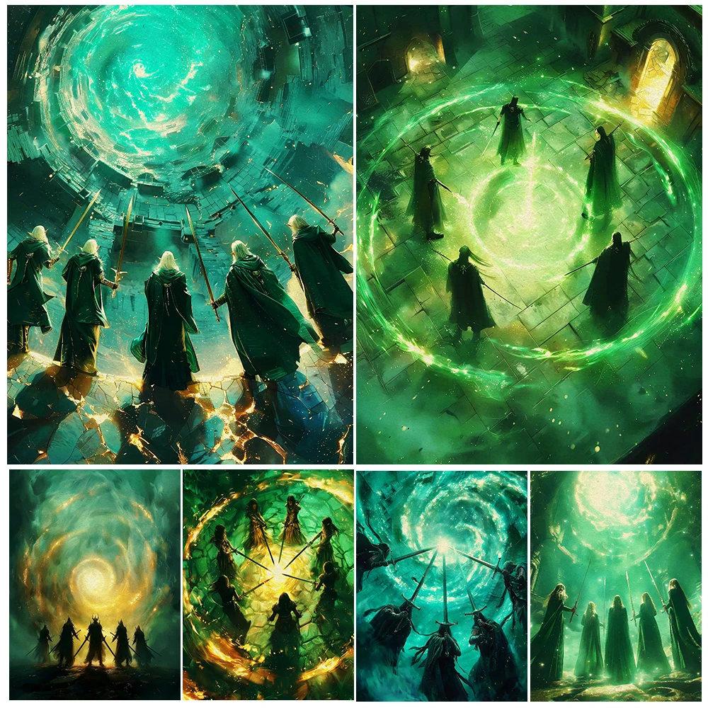 

Swordsman Magic Circle,Vintage Wall Art Canvas Painting,Witchcraft And Magic Illustration, Art Poster And Print, Home Decoration