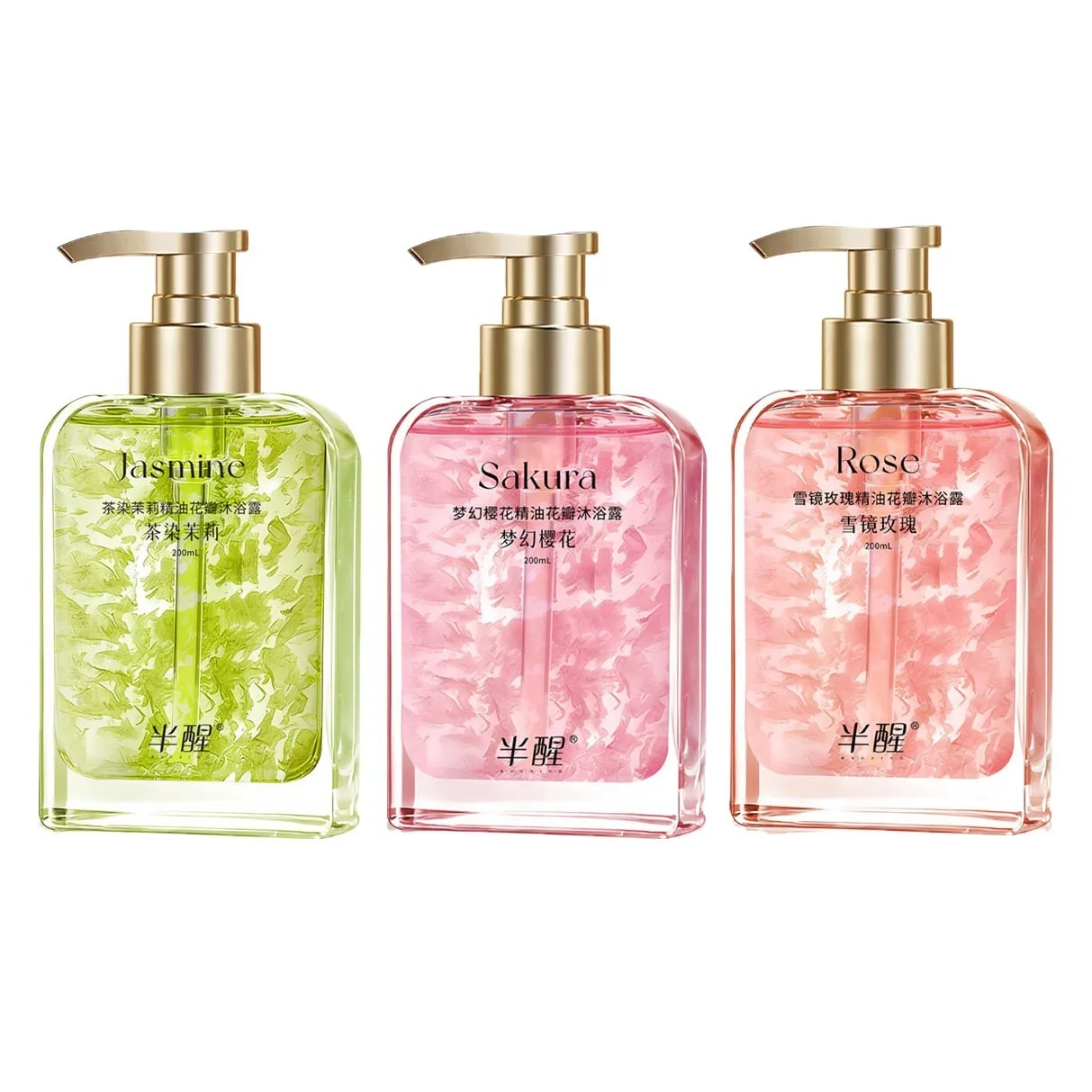 Banxing Essential Oil Petal Body Wash Oil Control Silky Smooth Fresh Floral Fragrance Hydrating Moisturizing Shower Gel 200ml