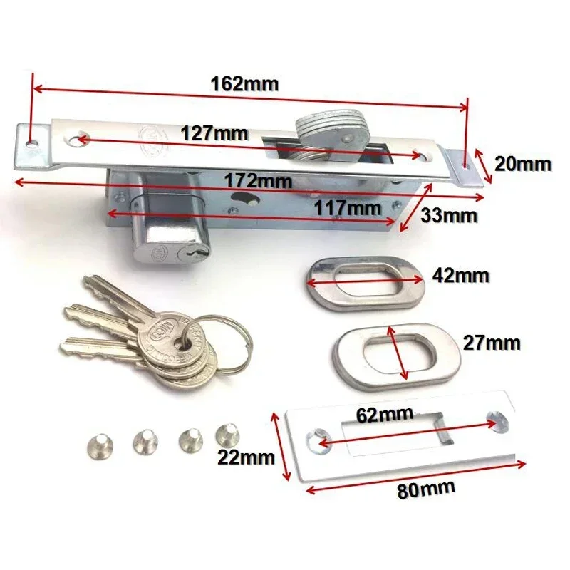 Sliding Door Lock with 3 keys for Bedroom Bathroom Accessory DIY Home Hardware Rarelock H