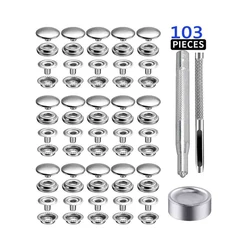 103pcs Stainless Steel Canvas Snap Fastener Kit With Tools Snap Fastener, Used For Boat Cover, Sewing Leather, Tent