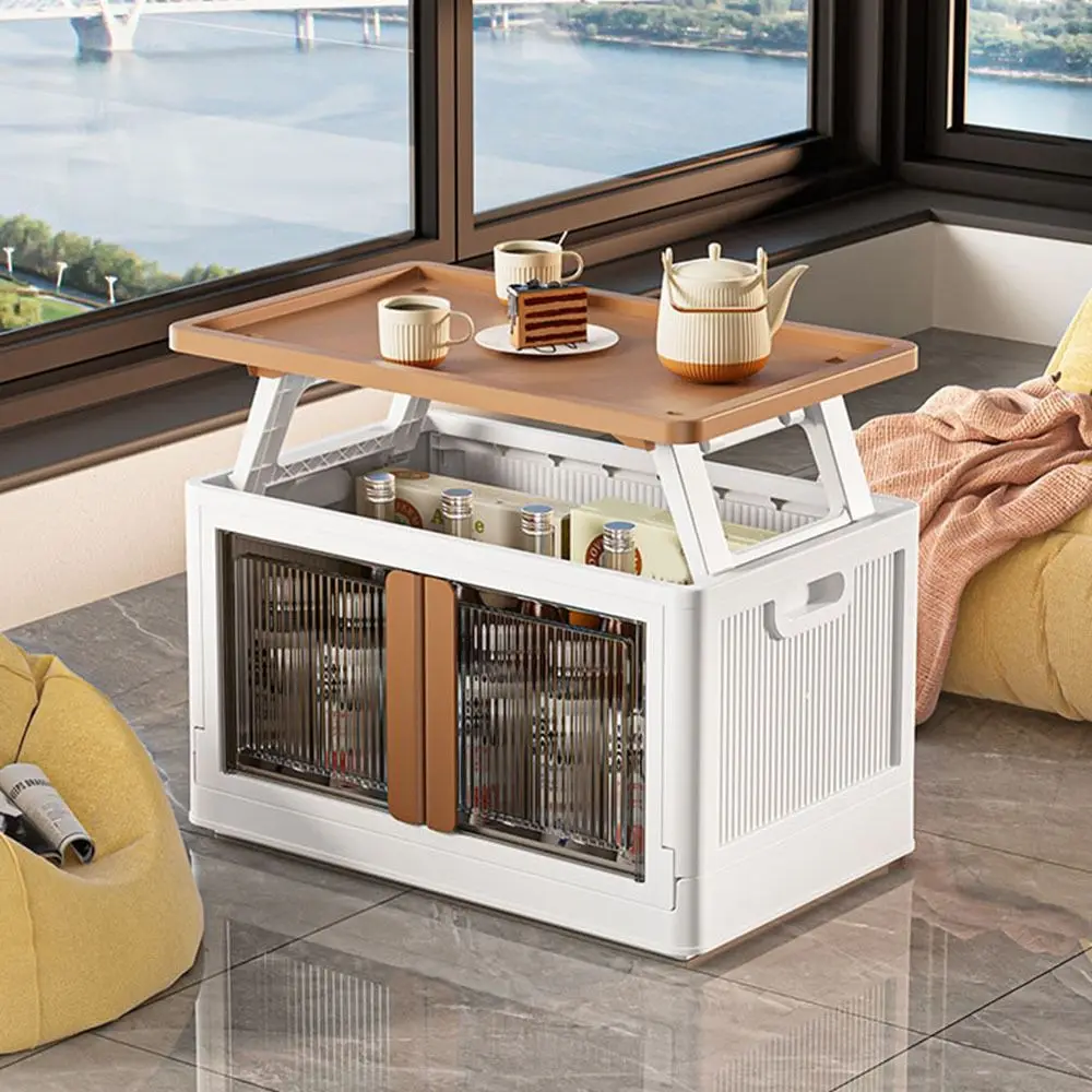 

2-in-1 Camping Folding Storage Box Large Capacity Space Saving Collapsible Storage Boxes Plastic with Table