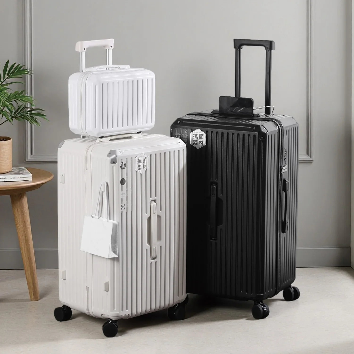 Verdicktes Koffer-Set mit extrem großer Kapazität, ABS + PC-Material, Trolley-Koffer, USB-Ladeschnittstelle, Universal-Räder, Gepäck