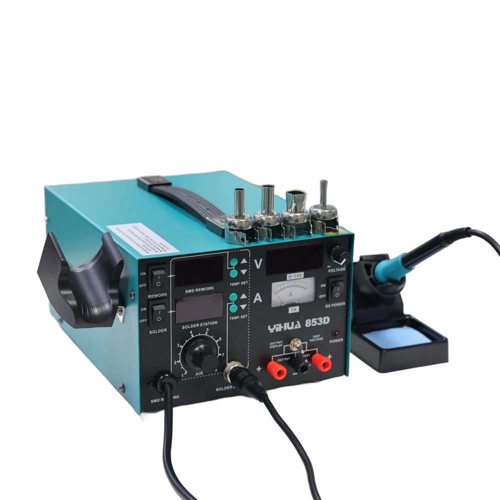 YIHUA 853D 1A Digital SMD BGA Rework Station 760W - هواء ساخن، مكواة لحام، طاقة 15V 1A