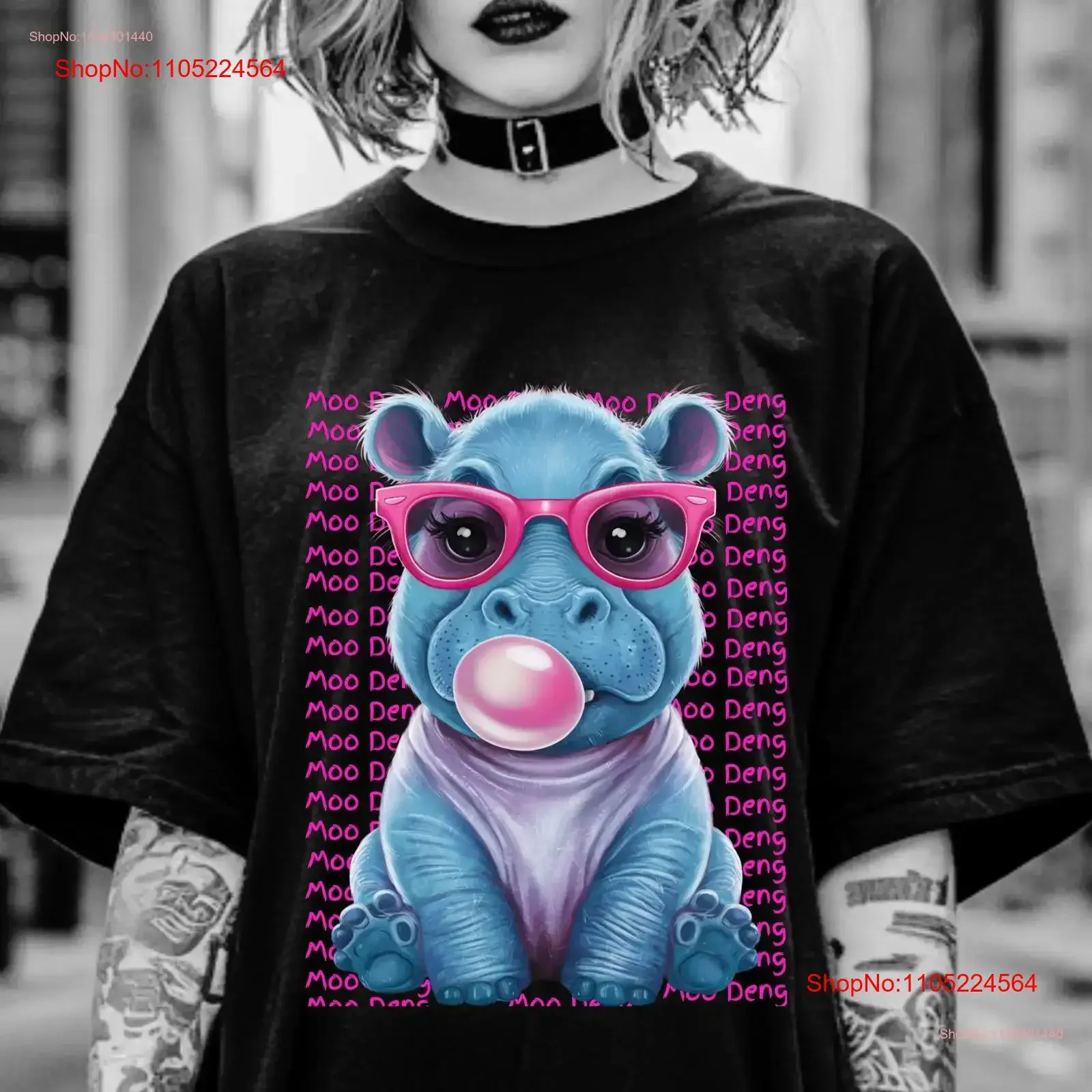 

Moo Deng T Shirt High quality print 500dpi merch gift Baby Hippo Pygmy Hippopotamus vintage Washed graphic streetwear homme