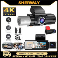 3 Channel Dash Cam for Cars Camera UHD 4K 3-Lens GPS Wifi Dashcam Video Recorder Rear View Camera for Vehicle Car DVR Camcorder