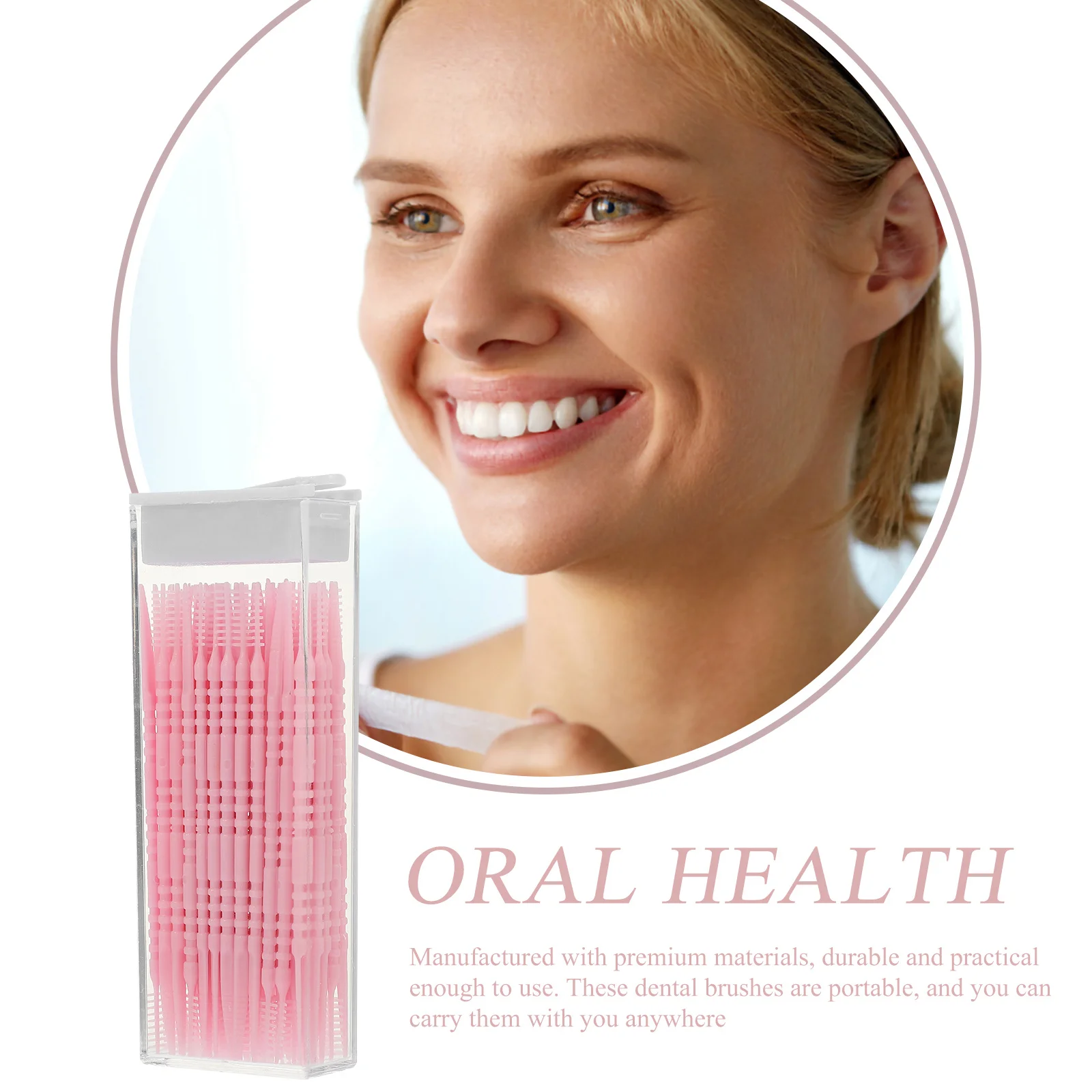

2 Boxes Interdental Brush For Teeth Plaque Removal Dental Cleaner Pink Travel Ergonomic Handle Food Residue Cleaning Gum Care