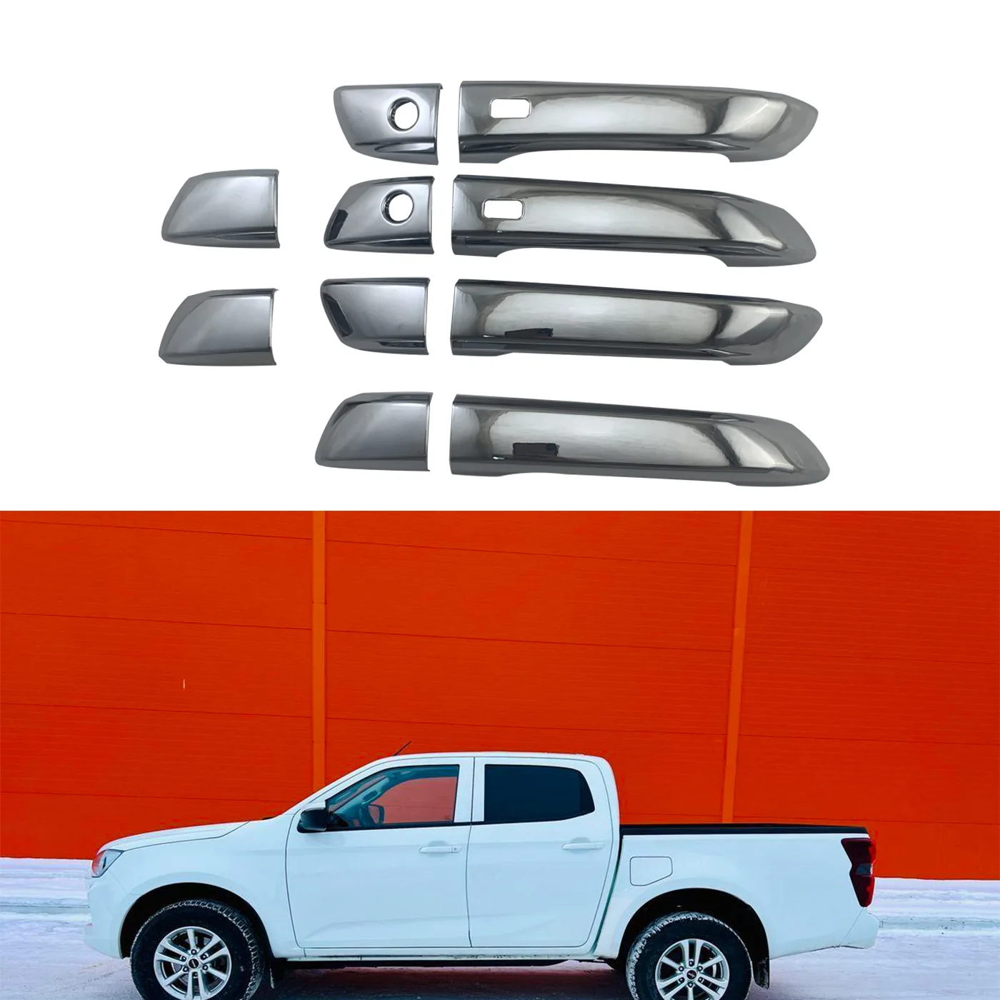 2021 2022 2023 2024 For Isuzu D-max Dmax ABS Chrome Door Handle Cover Trim Car decoration Paste style