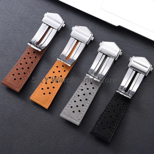 Correa de reloj de cuero de vaca mate, correas con hebilla plegable para Tag Heuer, serie Carrera, pulsera de negocios, 20/22mm, 24mm