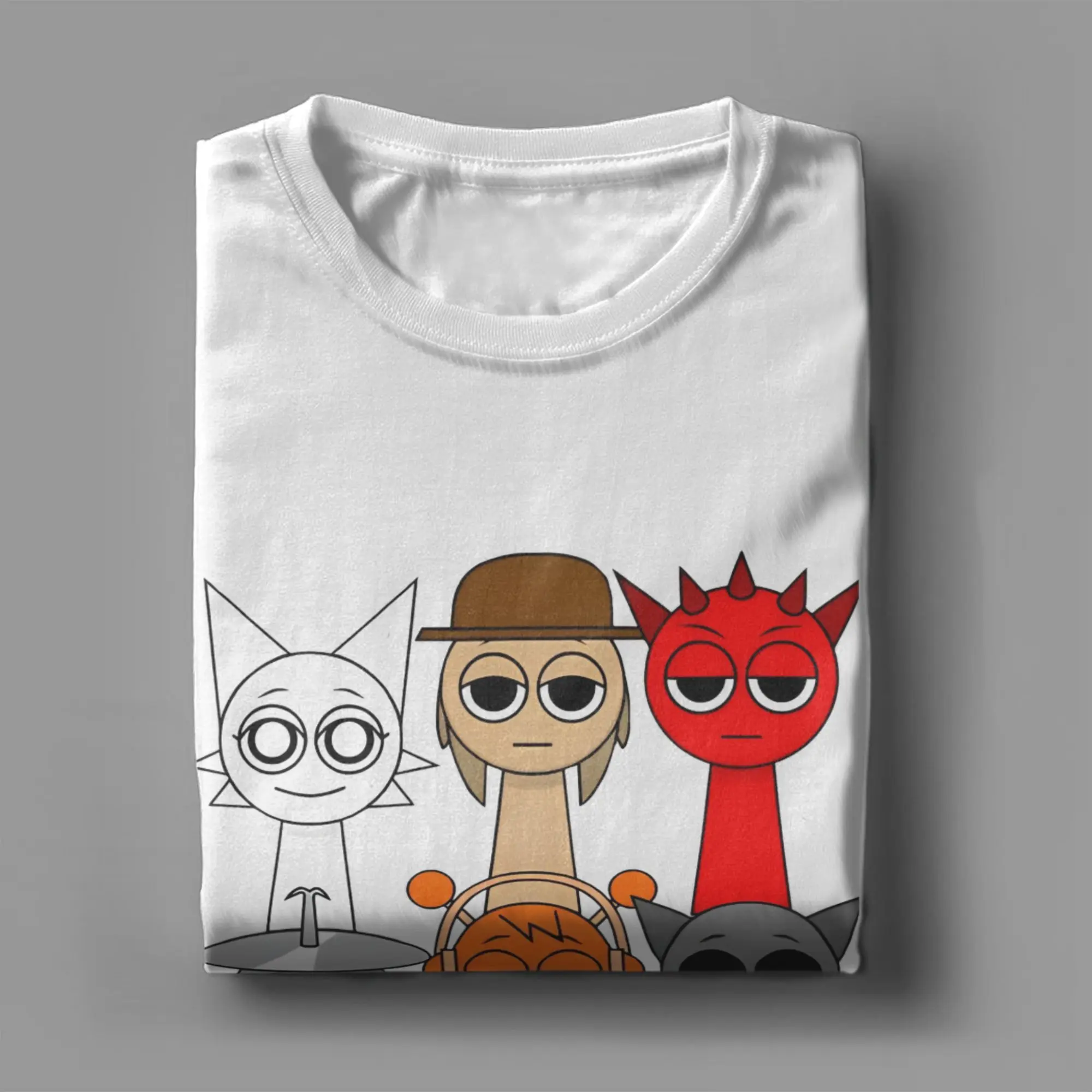 الرجال النساء Sprunki شخصيات ألعاب تي شيرت ملابس قطنية نقية مضحك قصيرة الأكمام س الرقبة تي شيرت حجم كبير تي شيرت #4