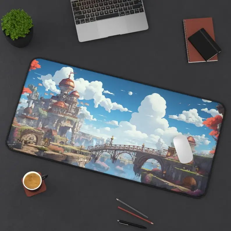 

Forgotten Kingdom Table Pad, High Fantasy Castle View Mouse Pad XXL, Non-Slip Gaming Mouse Pad, Cute Fantasy Desktop Decoration