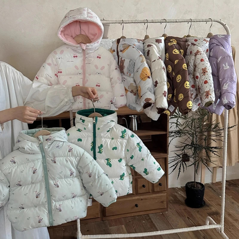 Autumn Winter Children's Warm Jacket Girls Boys Hooded Jackets Baby Toddler Cotton Coats Kids Christmas Birthday Gifts Outerwear