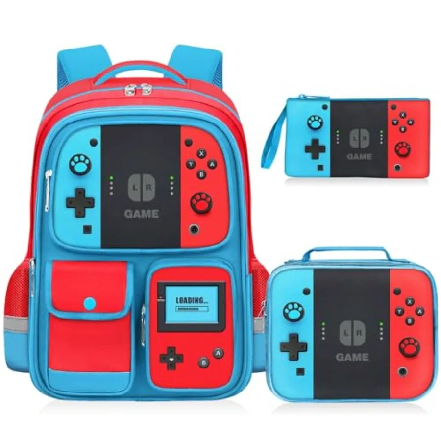

Backpack for Boys - 3pcs Gamer Boys Backpack with Lunch Box Set for Elementary Middle School - Students Bag for Ages 6-18, 17″