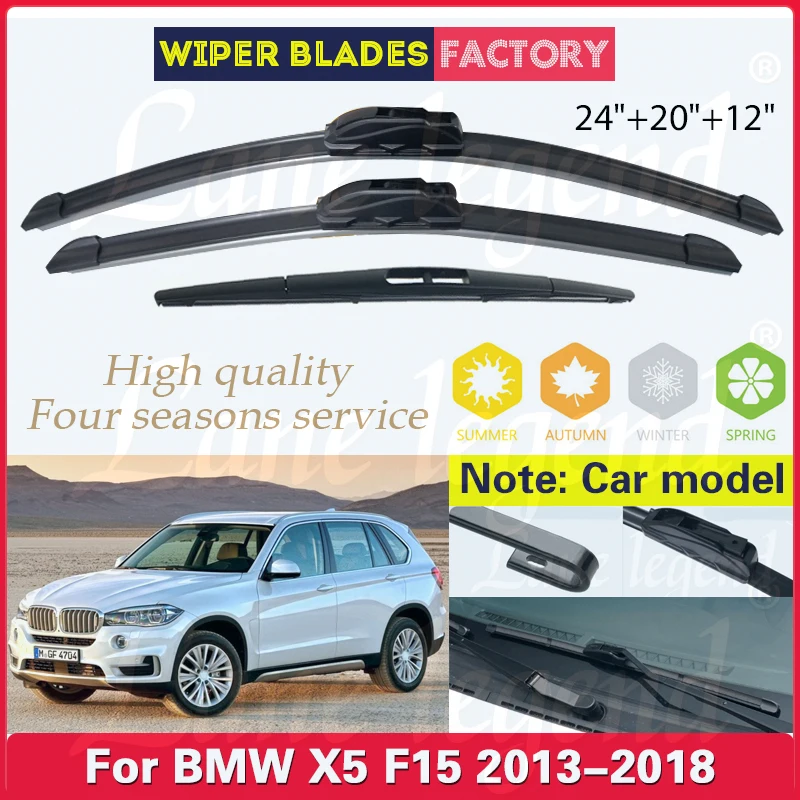 For BMW X5 F15 2013 - 2018 Wiper Front Rear Wiper Blades Windshield Windscreen Window Car Rain Brushes 24