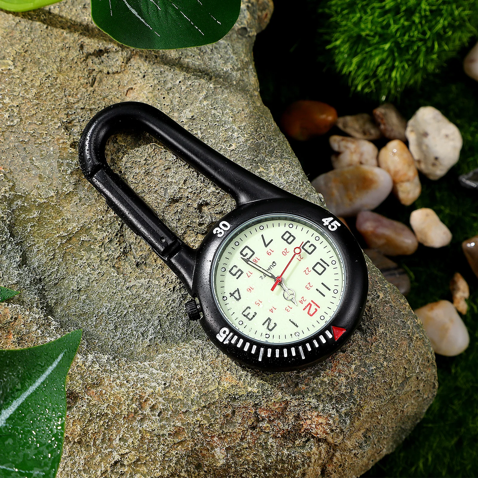 

Fluorescent Dial Backpack Buckle Watch Clip Watches for Nurses Hiking Belt Mountaineering Climbing Glow Dark Outdoor Sports Fans