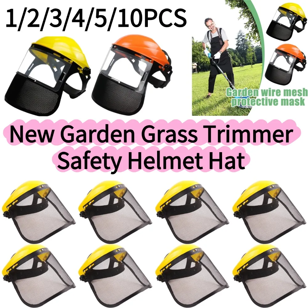 

1-10PCS Garden Grass Trimmer Safety Helmet Hat With Full Face Mesh Protective Mask For Logging Brush Cutter Forestry Protection