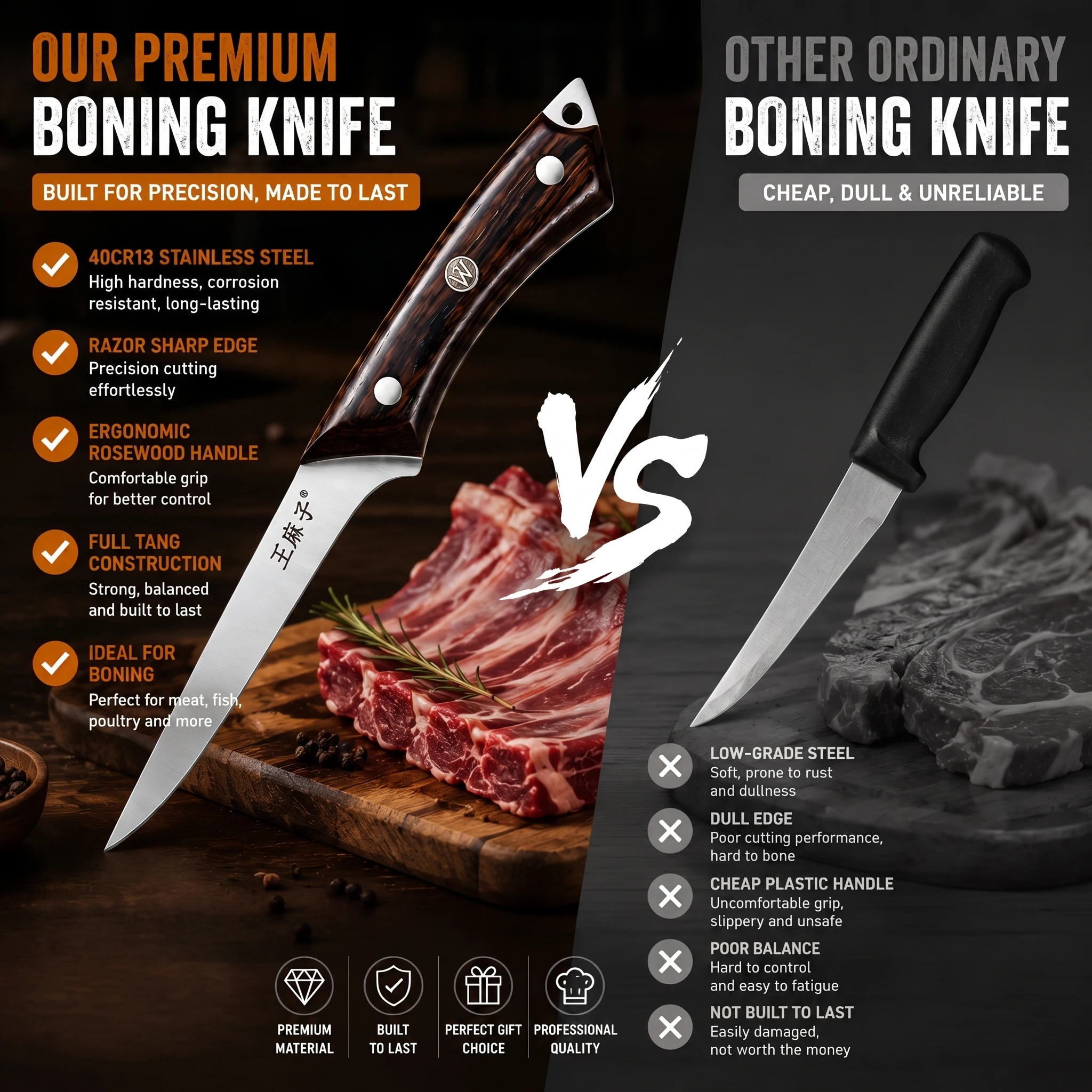 Wang Mazi Premium Kitchen Boning Knife 5.7