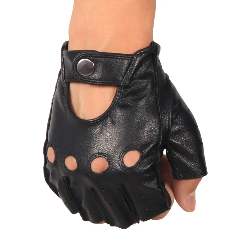 Fitness Semi-Finger Sheepskin Gloves Male Four Seasons Thin Style Cycling Driving Fingerless Men Real Leather Gloves NAN7