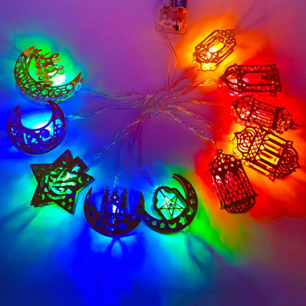 Ramadan Eid String Licht Met Maan Ster Lantaarn Paleis Ornament Batterij Aangedreven Fee Licht Partij Led Decoratieve Lamp Home Decor