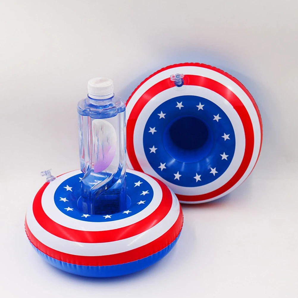 6pcs American Inflatable Table Placemats Inflation Placemats Cup Holders Heat Resistant Party Decorative Tabletop Set