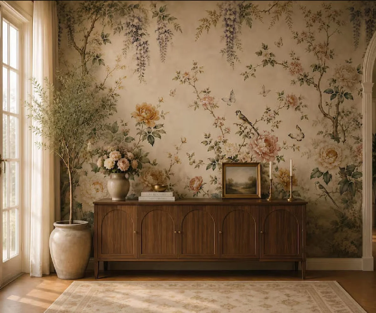 Customized Size Wallpaper Vintage creamy yellow flowers Mural Hotel living room bedroom background wall decoration 3d wallpaper