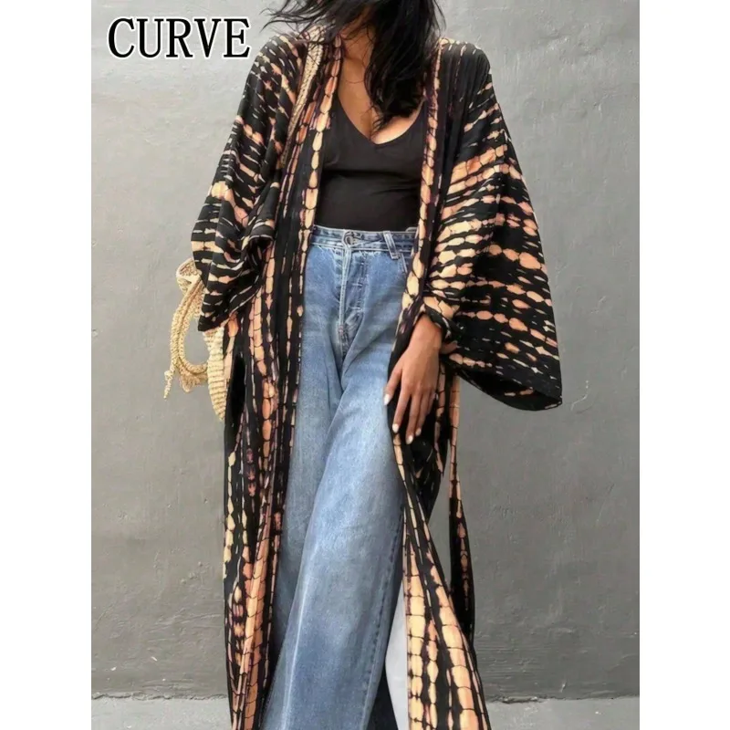 Plus Size New Women's Printed Cardigans Casual Loose Sun Protection Beach Bikini Swimsuit Cover Ups Tops