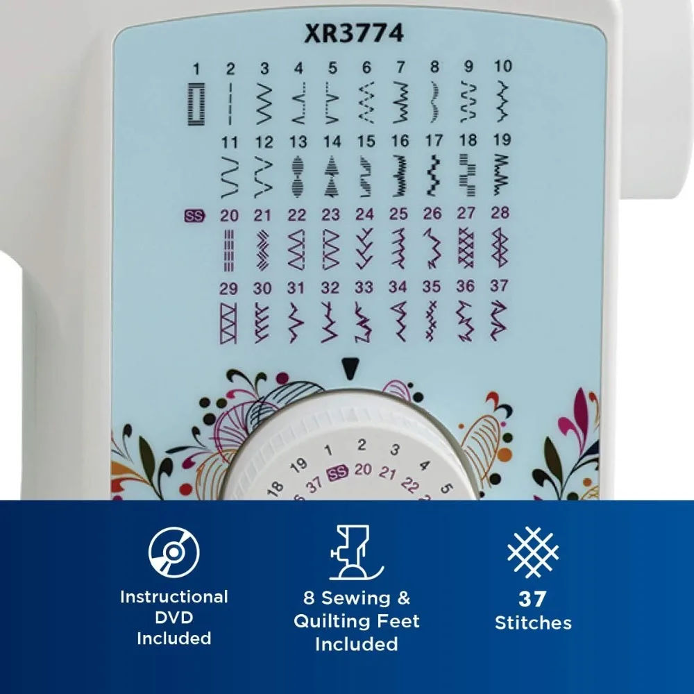 Sewing and Quilting Machine, XR3774, 37 Built-in Stitches, Wide Table, 8 Included Sewing Feet