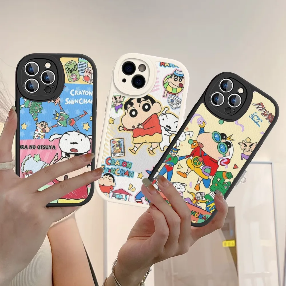 C-Crayon S-Shin-chan Phone Case Hard Leather For iPhone 14 13 12 Mini 11 14 Pro Max Xs X Xr 7 8 Plus Fundas