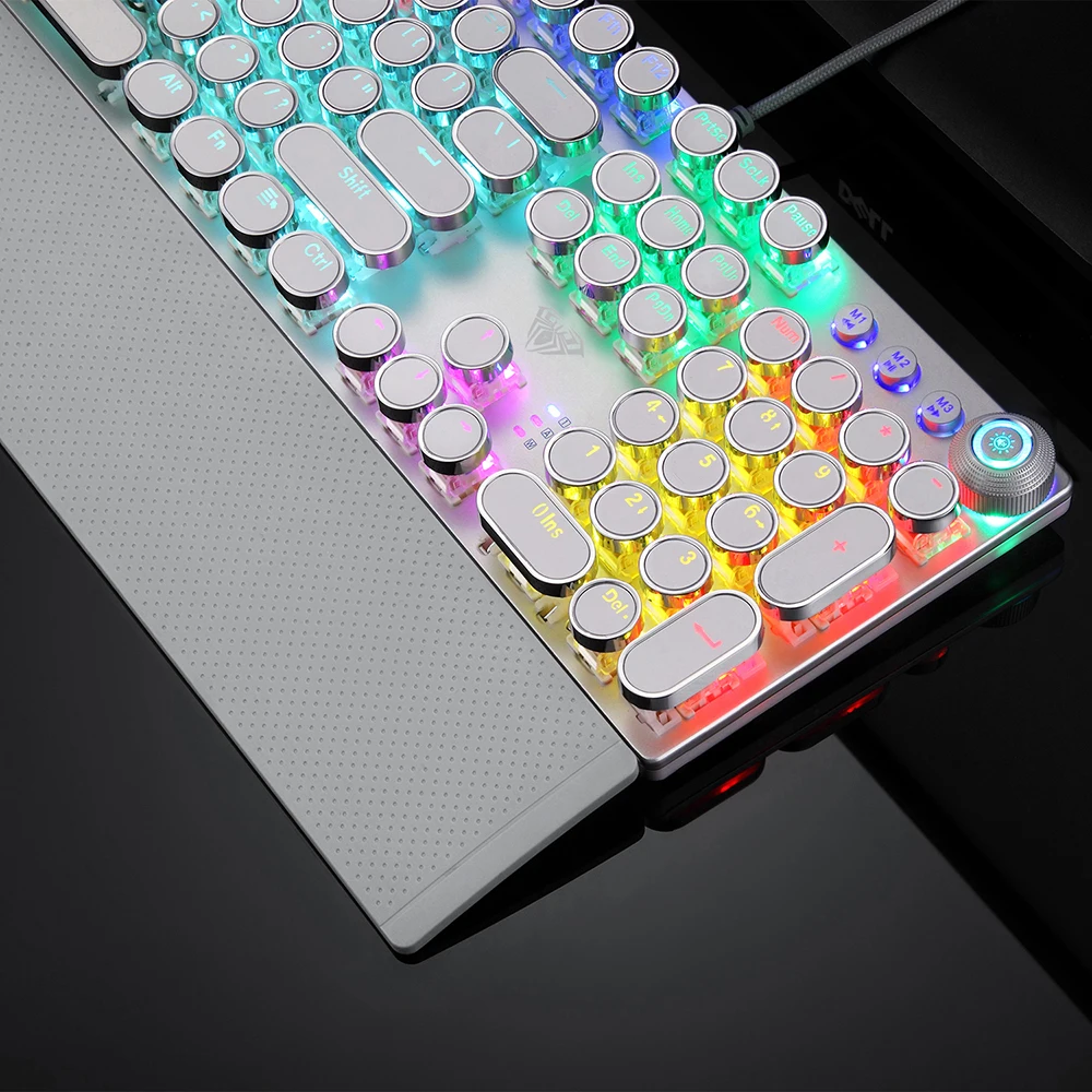 ゲームメカニカルキーボード F2088 ホワイトパンクキーキャップ 104