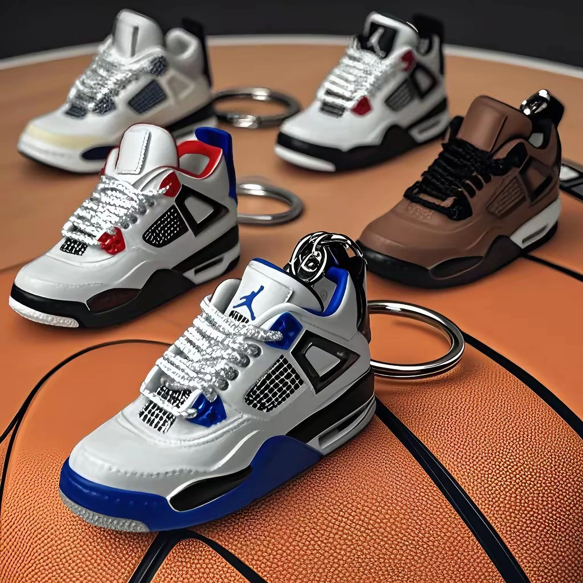 Trend AJ4 keychain Jordan 4 joint sports shoe model schoolbag gift mini AJ4 basketball shoes wholesale pendant