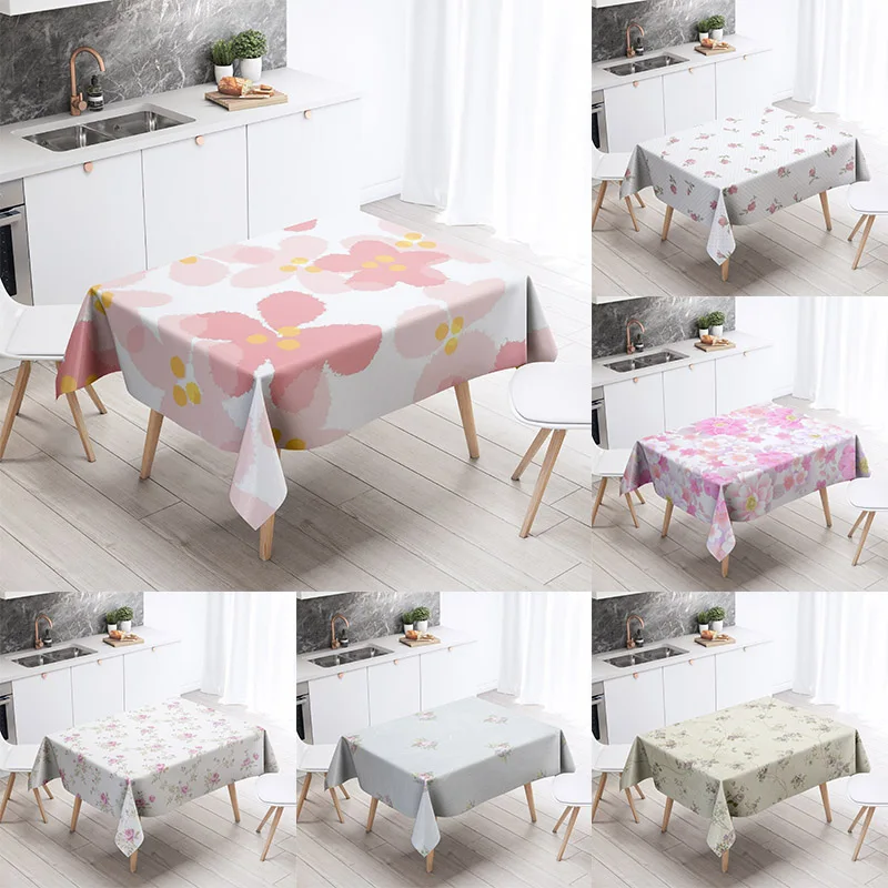 

Cartoon Floral Tablecloth Home Decor Stain Resistant Waterproof Table Decoration Rectangular Kitchen Fireplace Countertop