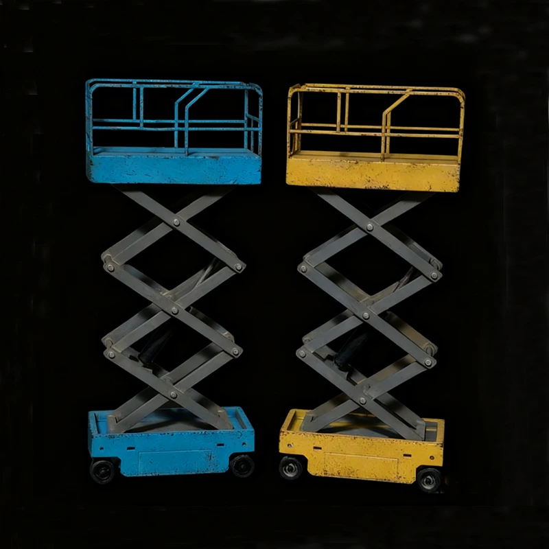 

1PCS Hand-Painted Weathered Aerial Work Vehicle Scissor Aerial Lift Platform Model Modified Accessories Miniature Scene Ornament