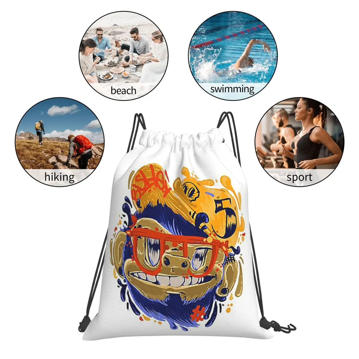 Splashmonkey Backpacks Casual Portable Drawstring Bundle Pocket Shoes Bag Book Bags For Man Woman School