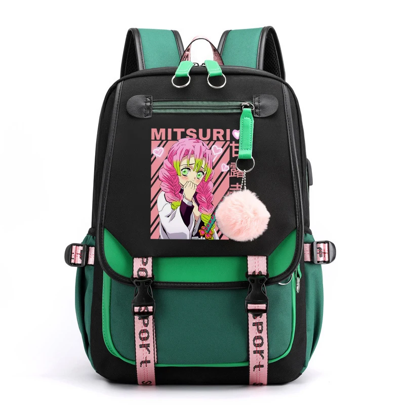 Hot Anime Kanroji Mitsuri Backpack Kids Boy Girl School Bags Casual Backpack Laptop Travel Bags