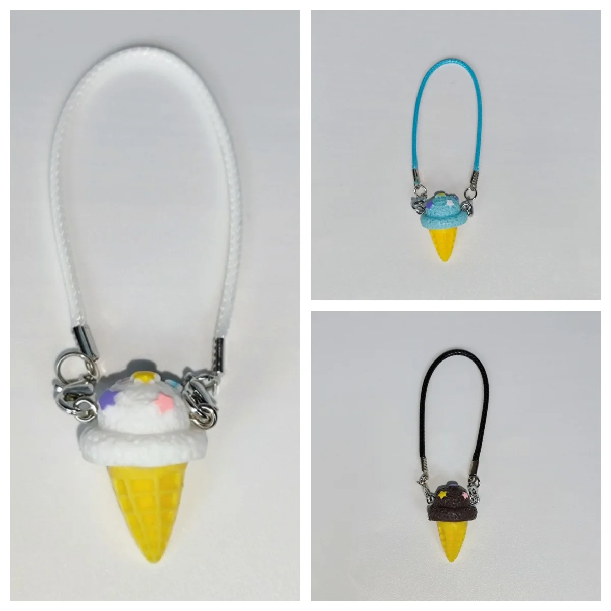 Muñeca Labubu de 17cm, bonito conjunto de accesorios con dijes de helado, colgantes de cono coloridos, decoración de moda para muñecos de peluche, artículos de vestir Kawaii