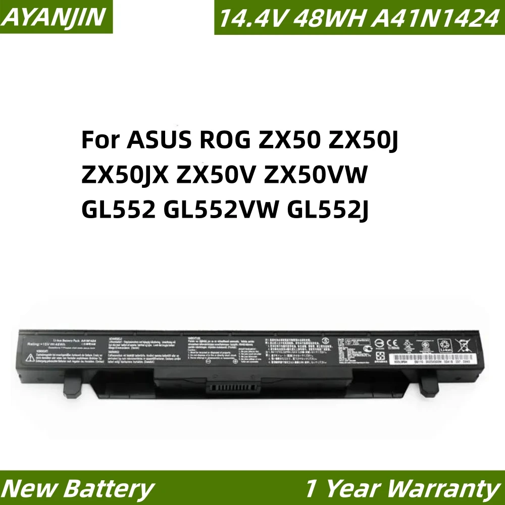 A41N1424 14.4V 48WH Laptop Battery for ASUS ROG ZX50 ZX50J ZX50JX ZX50V ZX50VW GL552 GL552VW GL552J GL552JX GL552V