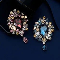 Women's Retro Crystal Brooch Fashion Flower Pin Exquisite Clothes Accessories