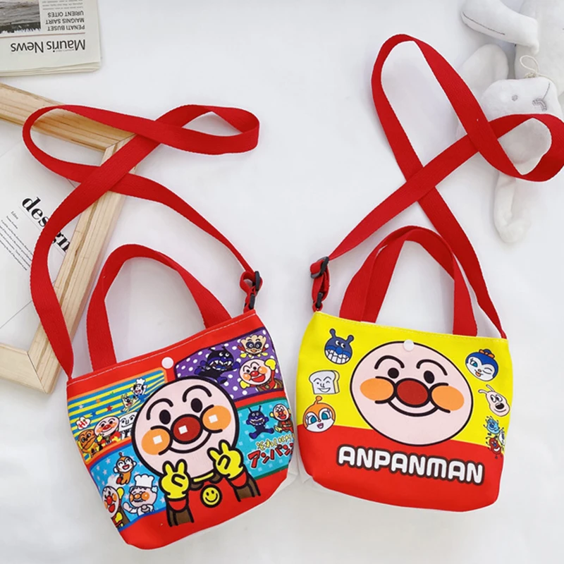 Kawaii Anpanman Children Shoulder Bag Cartoon Handbag Anime Peripheral Large Capacity Canvas Bag Crossbody Bag Children Gifts