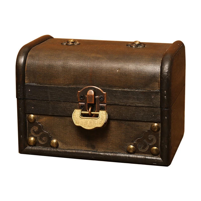 Chic Wooden Pirate Jewellery Storage Box Case Holder Vintage Treasure Chest For Wooden Organizer