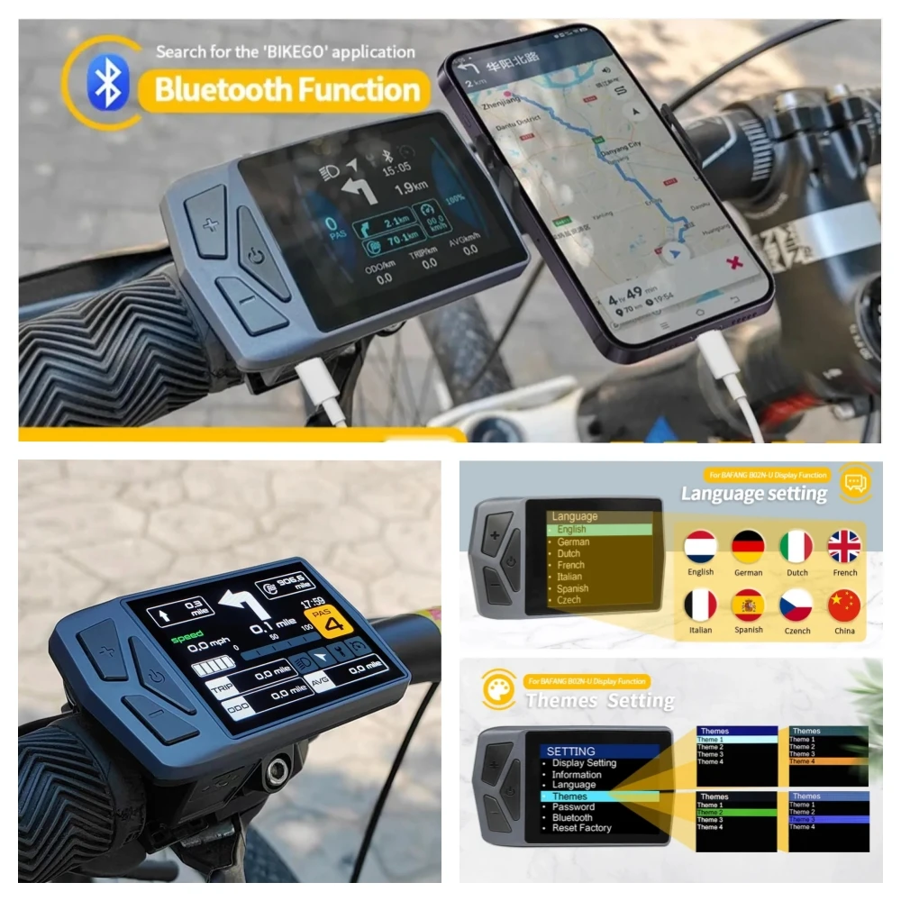 BaFang Electric Assisted Bicycle Color Bluetoth Display EB02 CAN Protocol Mid Motor M510 M600 M820 M200 M300 M500 M400 M620 M410