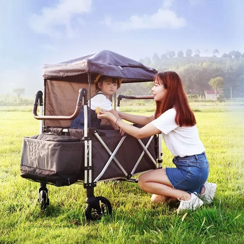 Folding Camping Wagon For Kids Multipurpose Outdoor 2 Seater Baby Wagon